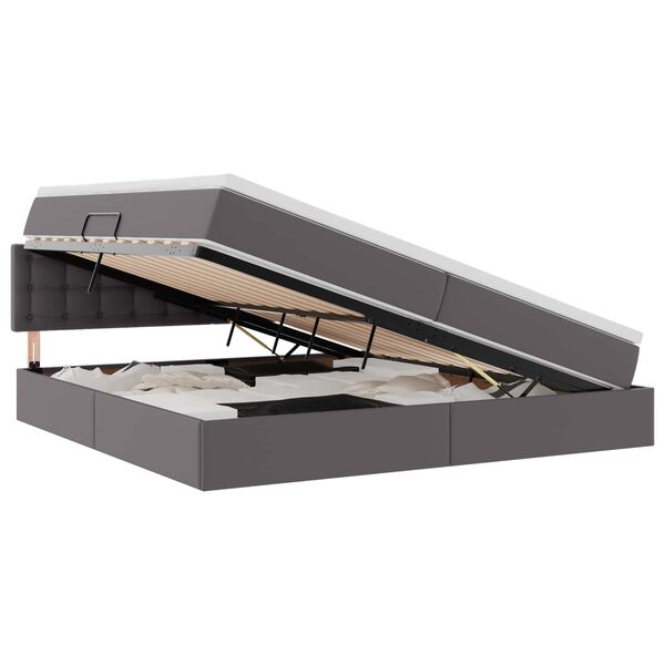 vidaXL Lit de Rangement Gris 200 x 200 cm Cuir synthétique