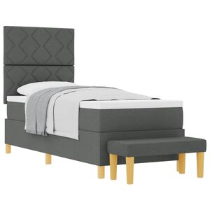 vidaXL Lit &agrave; ressorts avec t&ecirc;te de lit Gris fonc&eacute; 200 x 80 cm tissu