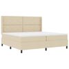 vidaXL Lit &agrave; ressort LED avec t&ecirc;te de lit Cr&egrave;me 200 x 200 cm tissu