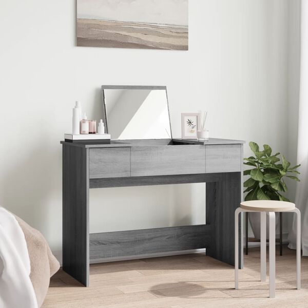 vidaXL Coiffeuse avec miroir sonoma gris 100x45x76 cm
