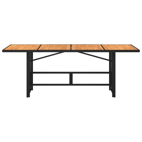 vidaXL Table de jardin et dessus en bois d'acacia noir résine tressée