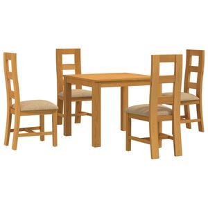 vidaXL Ensemble de salle &agrave; manger 5 pc Beige Bois de ch&ecirc;ne massif