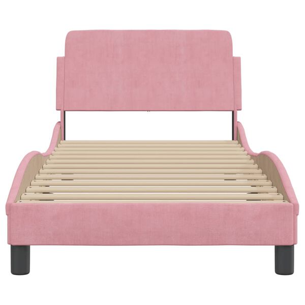 vidaXL Cadre de lit avec t&ecirc;te de lit Dover rose 90x190 cm velours