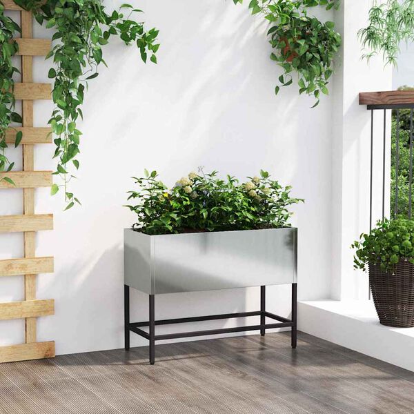 vidaXL Bac de jardin sur&eacute;lev&eacute; Argent 60 x 26 x 45 cm Acier galvanis&eacute;