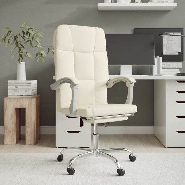 vidaXL Fauteuil inclinable de bureau Cr&egrave;me Similicuir