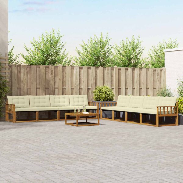 vidaXL Ensemble de canap&eacute;s d'ext&eacute;rieur 9 pcs Naturel et Cr&egrave;me
