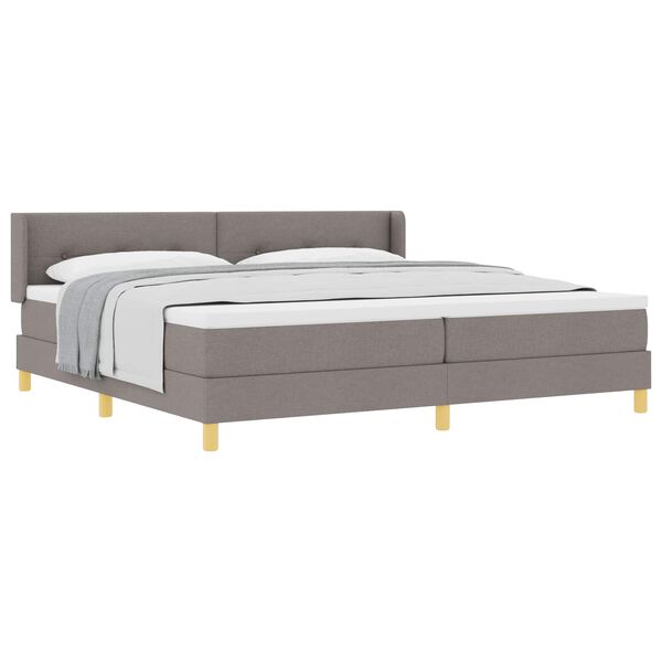 vidaXL Lit &agrave; ressorts avec matelas Taupe 200 x 200 cm Polyester