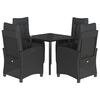 vidaXL Ensemble &agrave; manger de jardin coussins 5pcs Noir R&eacute;sine tress&eacute;e