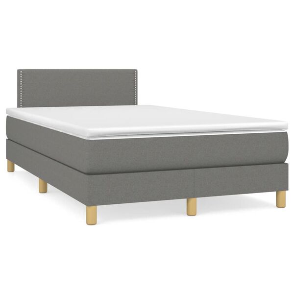 vidaXL Sommier &agrave; lattes de lit avec matelas gris fonc&eacute; 120x190cm tissu