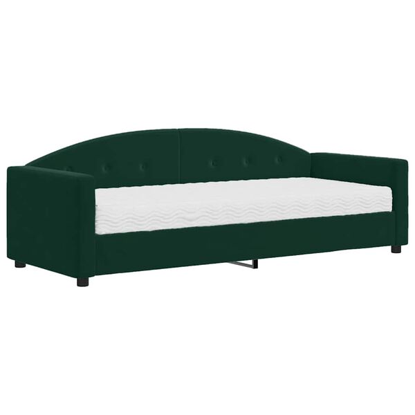 vidaXL Lit de jour avec matelas vert fonc&eacute; 80x200 cm velours