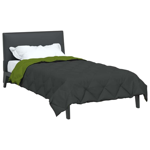 vidaXL Duvet d'&eacute;t&eacute; simple Vert et Anthracite 200 x 140 cm Microfibre
