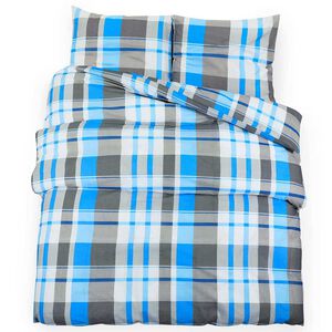 vidaXL Ensemble de housse de couette Bleu et gris 220x240 cm Coton
