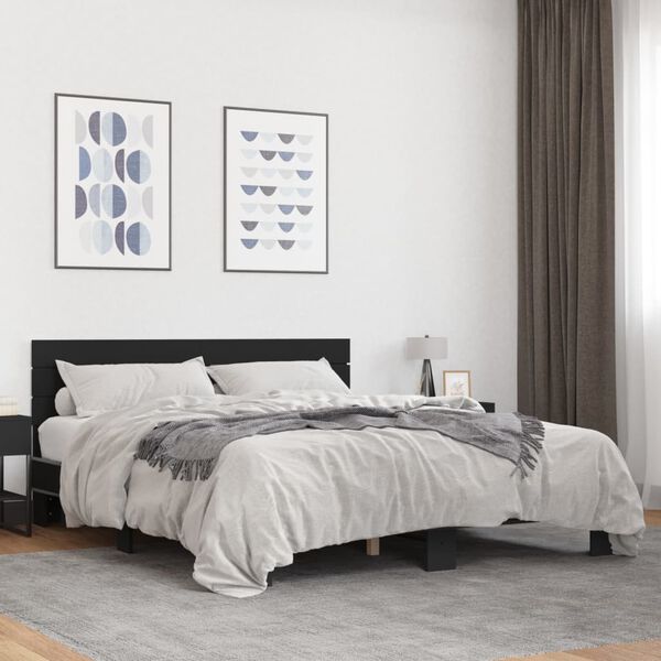 vidaXL Cadre de lit sans matelas noir 150x200 cm