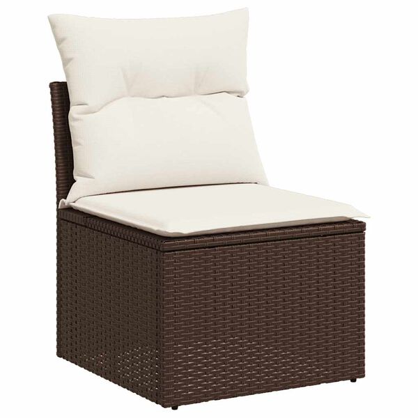 vidaXL Salon de jardin 8 pcs avec coussins marron r&eacute;sine tress&eacute;e