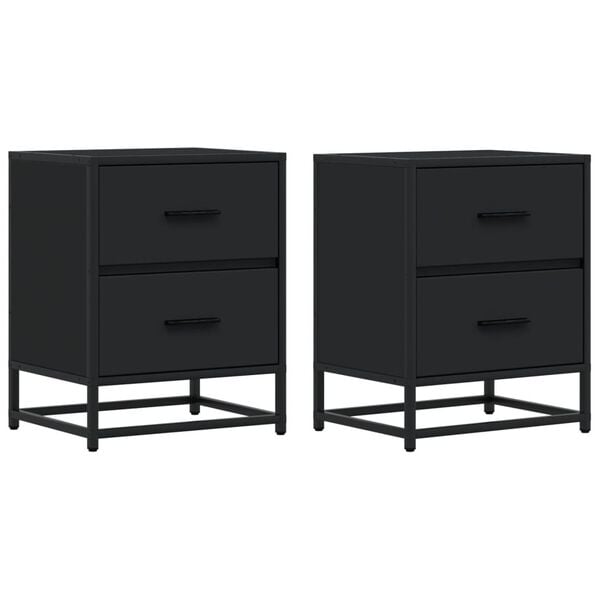 vidaXL Tables de chevet 2 pcs noir 40x31x50 cm bois d'ingénierie
