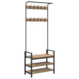 vidaXL Porte-manteau avec étagère chêne artisanal 75 x 34 x 184 cm