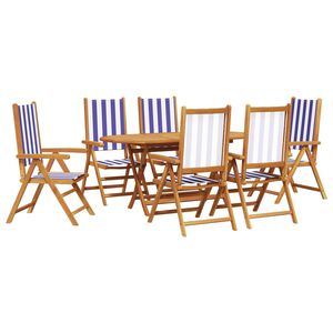 vidaXL Ensemble de salle &agrave; manger pour jardin 7 pcs Bleu et Blanc