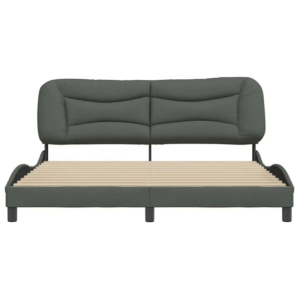 vidaXL Cadre de lit sans matelas Hvar gris fonc&eacute; 180x200 cm tissu