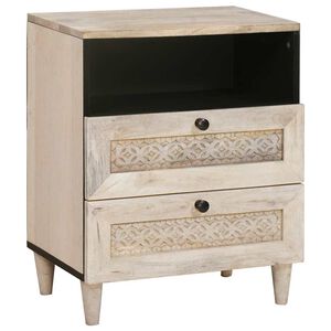 vidaXL Table de chevet Blanc 50 x 33 x 62 cm Bois d'ing&eacute;nierie