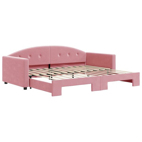 vidaXL Lit de jour avec gigogne sans matelas rose 90x200 cm