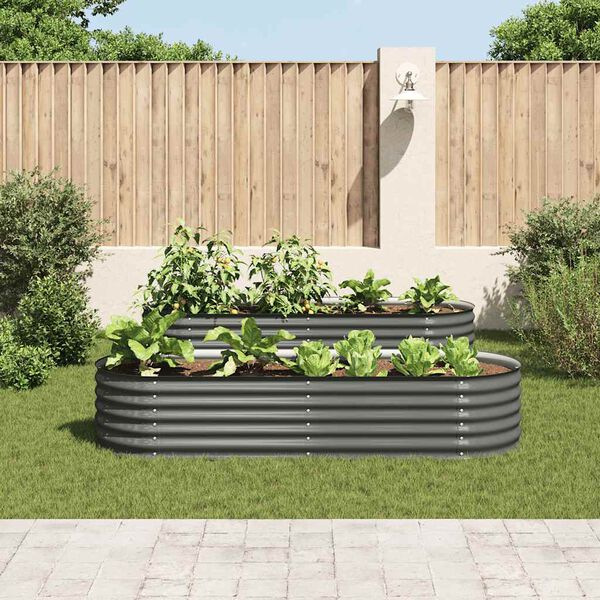 vidaXL Lit surélevé de jardin 240x80x44 cm Acier galvanisé Gris