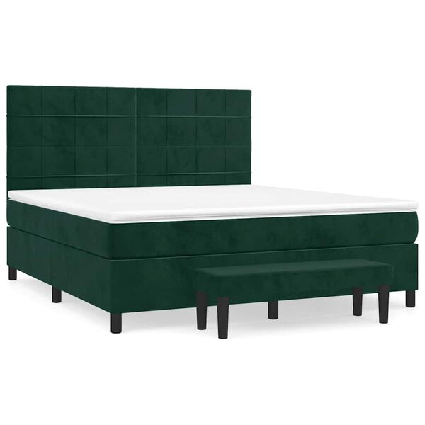vidaXL Sommier &agrave; lattes de lit et matelas Vert fonc&eacute; 160x200cm Velours