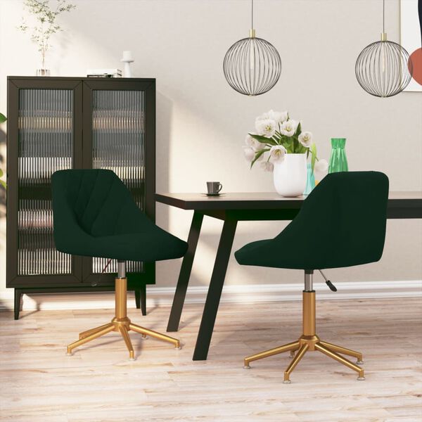 vidaXL Chaises pivotantes &agrave; manger lot de 2 vert fonc&eacute; velours