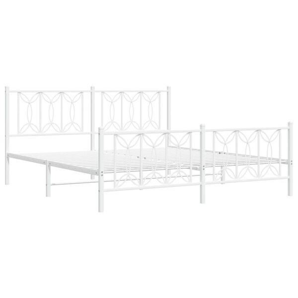 vidaXL Cadre de lit métal sans matelas et pied de lit blanc 183x213 cm