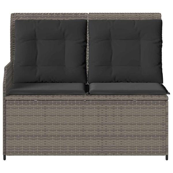 vidaXL Banc de jardin avec coussin Gris Poly rotin
