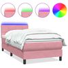 vidaXL Sommier &agrave; lattes de lit avec matelas et LED rose 100x220 cm velours