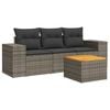 vidaXL Salon de jardin 4 pcs avec coussins gris r&eacute;sine tress&eacute;e
