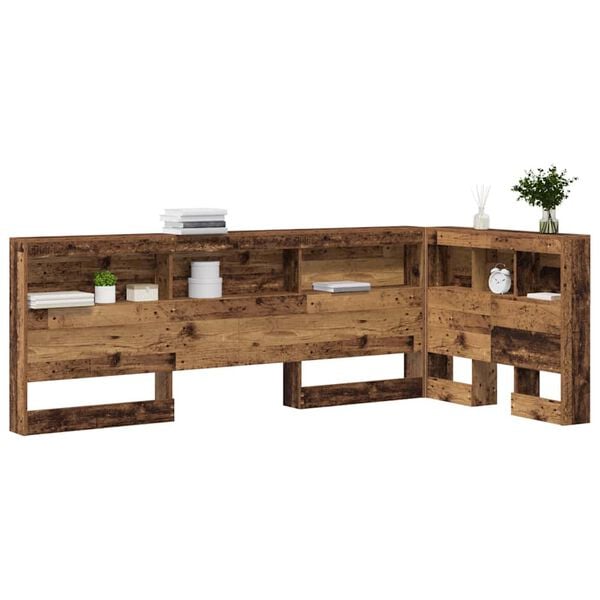 vidaXL T&ecirc;te de lit de rangement Bois Ancien 90 cm Bois d'ing&eacute;nierie