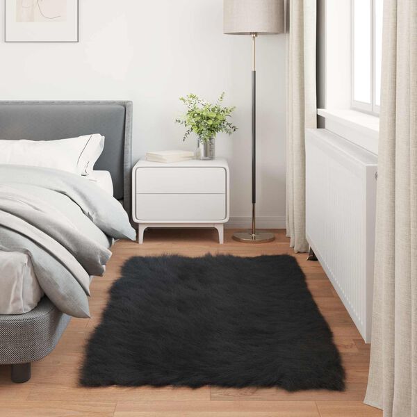vidaXL Tapis en fausse Tafalla Noir 80 x 150 cm Polyester