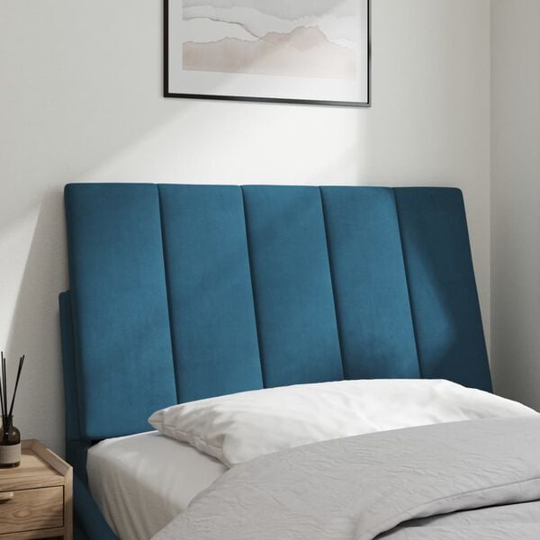 vidaXL Coussin de t&ecirc;te de lit Hanko bleu 80 cm velours