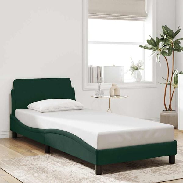 vidaXL Cadre de lit Dover vert fonc&eacute; 80x200 cm velours