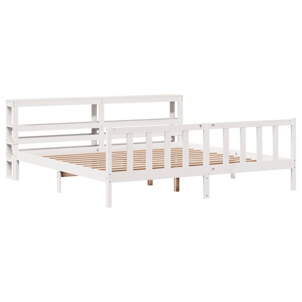 vidaXL Cadre de lit sans matelas blanc 200x200 cm bois massif de pin