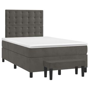 vidaXL Sommier &agrave; lattes de lit et matelas gris fonc&eacute; 120x190cm velours