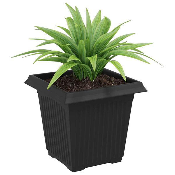 vidaXL Pot de Fleurs Carr&eacute; 6 pcs Noir 16 x 16 x 14 cm Plastique