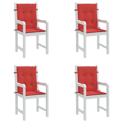 vidaXL Coussins de chaise de jardin à dossier bas lot de 4 rouge