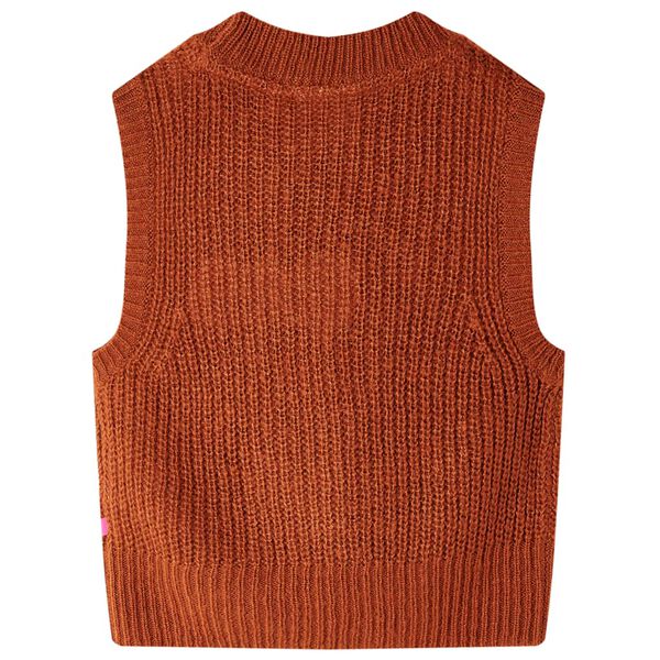 Gilet pull-over tricot&eacute; pour enfants cognac 92
