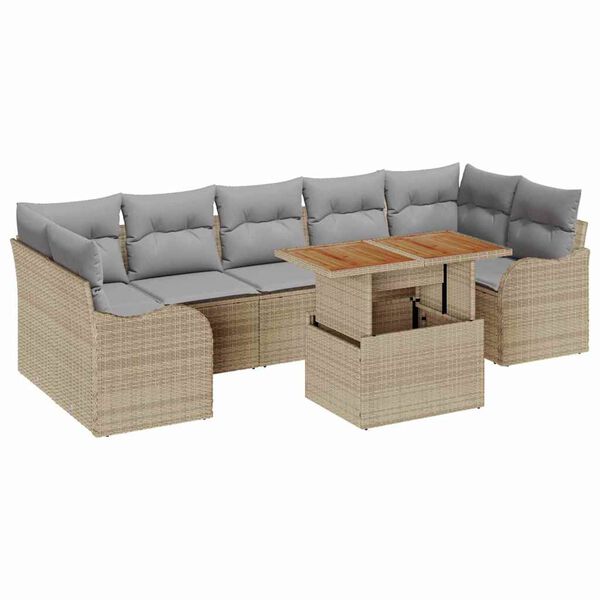 vidaXL Ensemble de canap&eacute; de jardin 8 pcs beige et gris clair