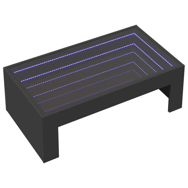 vidaXL Table basse avec LED infini noir 90x50x30 cm