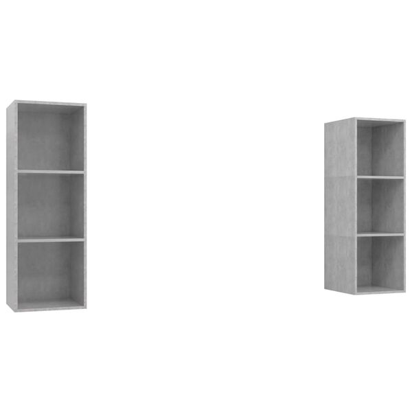 vidaXL Meubles TV muraux 2 pcs Gris béton Bois d'ingénierie