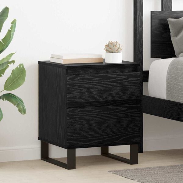vidaXL Cabinet de chevet Ch&ecirc;ne noir 40 x 35 x 50 cm Bois d'ing&eacute;nierie