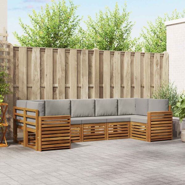 vidaXL Ensemble de canap&eacute; d'angle 7 pcs Gris Naturel et Clair