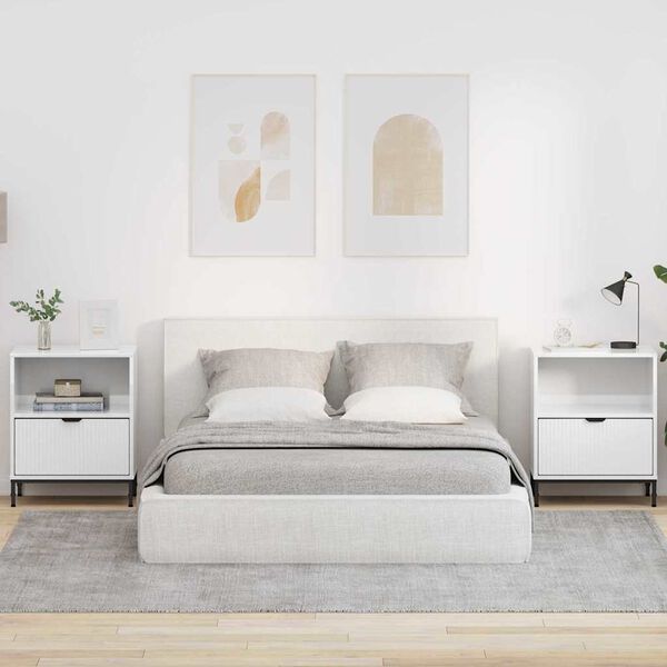 vidaXL 2 pcs Blanc brillant 49 x 36 x 61 cm Bois d'ing&eacute;nierie