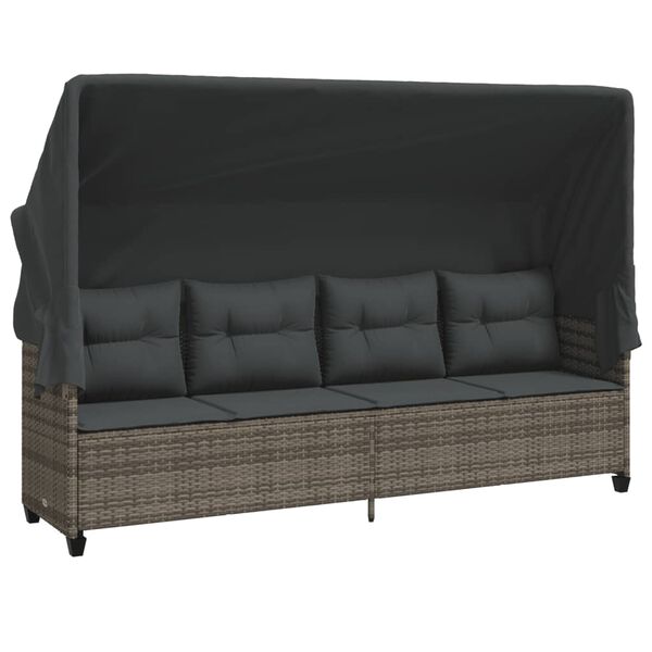 vidaXL Salon de jardin 5 pcs avec coussins gris r&eacute;sine tress&eacute;e