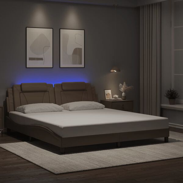 vidaXL Cadre de lit Viana avec LED sans matelas cappuccino 180x200 cm