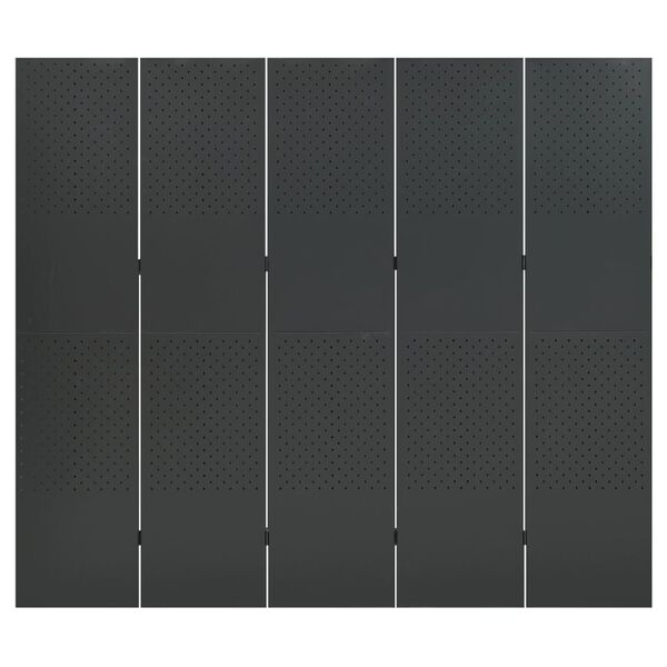 vidaXL Cloison de séparation 5 panneaux Anthracite 200x180 cm Acier