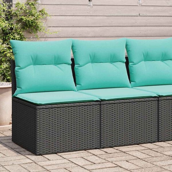 vidaXL Salon de jardin avec coussins 2 pcs noir résine tressée acacia